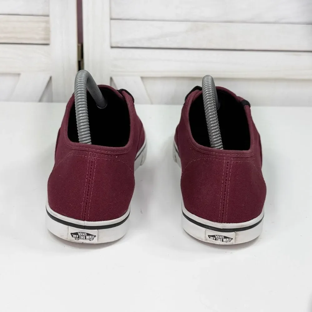 Vans Authentic Canvas Low Top Lace Up Sneakers Burgundy Red 8‎ Men 9.5 Women